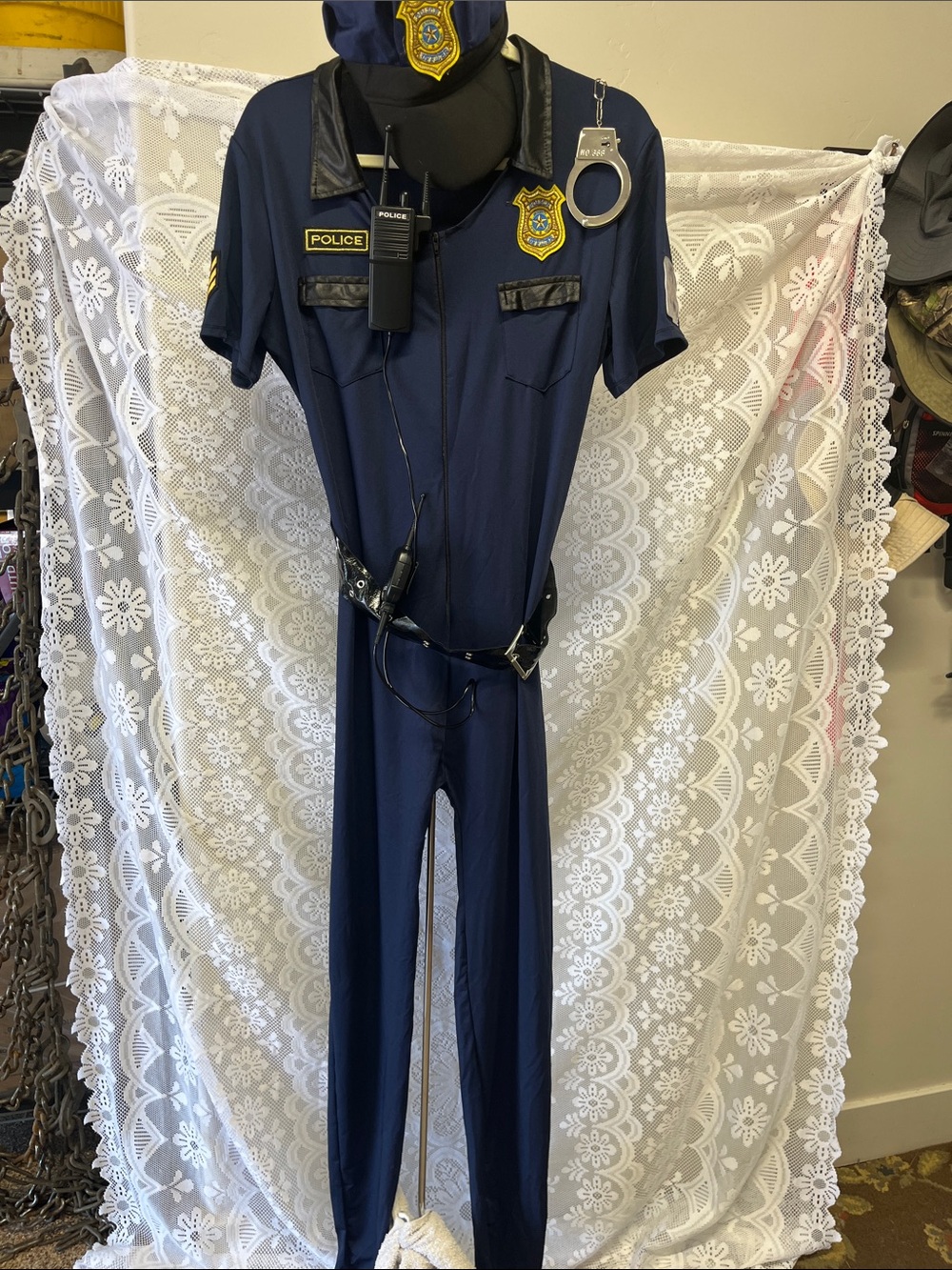 Spooktacular Navy Police Officer Costume with Badge and Accessories